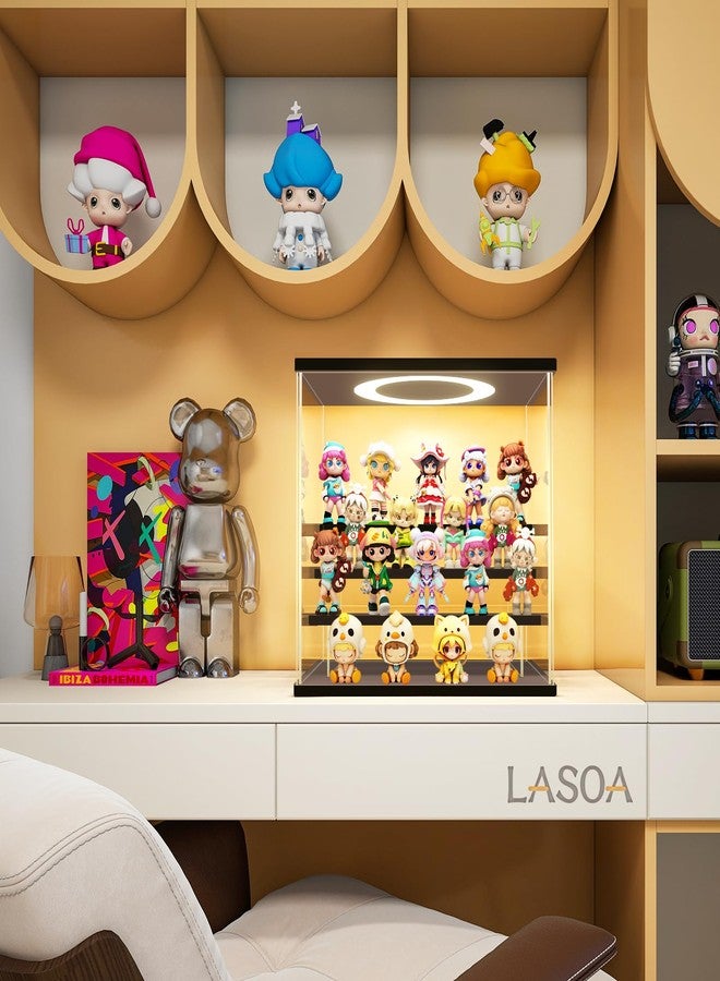 LASOA Acrylic Display Case with Adjustable LED Lights, 5 Tier Clear Display Box for Action Figures and Collectibles, Self-Assembly Showcase with Black Base for Miniatures, 11.8x11x11.8inch - Image 2